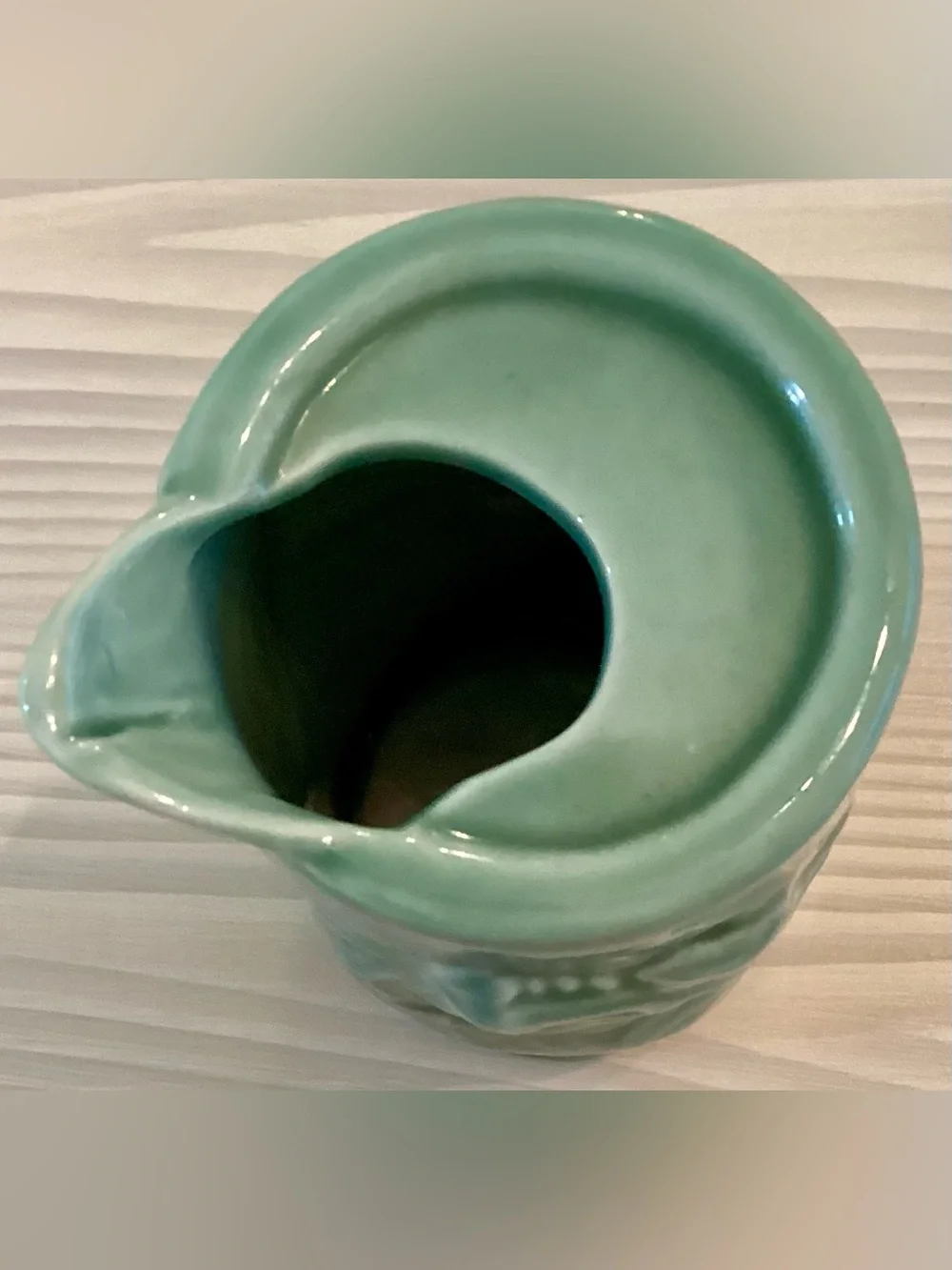 Vintage Japanese Celadon Dragon Vase Brush Pot Ceramic Green 4.5